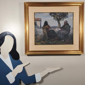 Edgardo Ribeiro: Óleo sobre Lienzo "Dos Mujeres Sentadas" Firmado y Enmarcado - imagen 7
