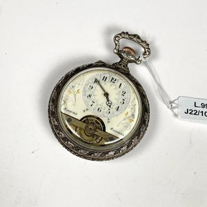 Reloj de Bolsillo Dama Caja de Plata con Esfera Esmaltada y Detalle de Chip - imagen 2