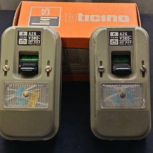 2 Llaves Térmicas Bipolares BTicino Art. 602 y Porta Lámpara Antiguo - imagen 4