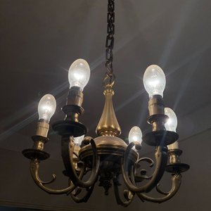 Lámpara de Techo Antigua de Bronce con 6 Luces - imagen 2
