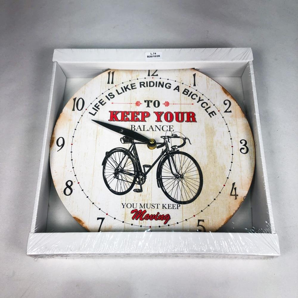 Reloj de Pared Circular con Diseño de Bicicleta "Keep Your Balance"