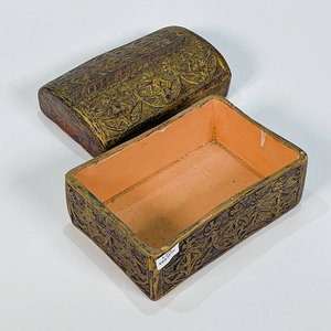 Cofre Decorativo Cerámica Dorado Estilo Baúl Gótico - imagen 2
