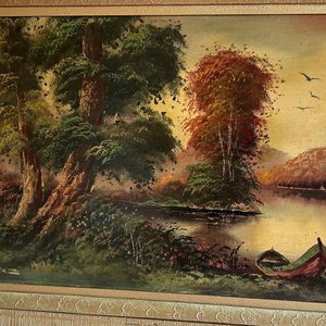 Cuadro al óleo "Paisaje" 90x60cm, firmado - imagen 4