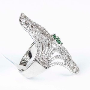 Anillo de Plata con Circones y Piedras Verdes - imagen 2