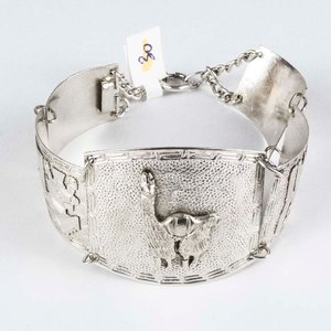 Pulsera de Plata Articulada Labrada con Llama - 15 cm - imagen 1