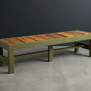 Lote siguiente: Banco Largo de Madera y Metal Verde 150x40x40 cm