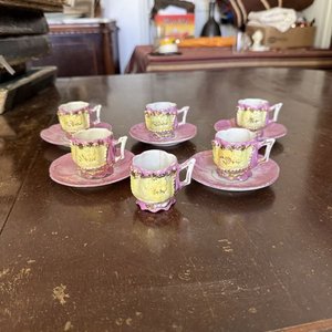 Juego de Tazas y Platillos de Porcelana Nacarada Alemana - imagen 12