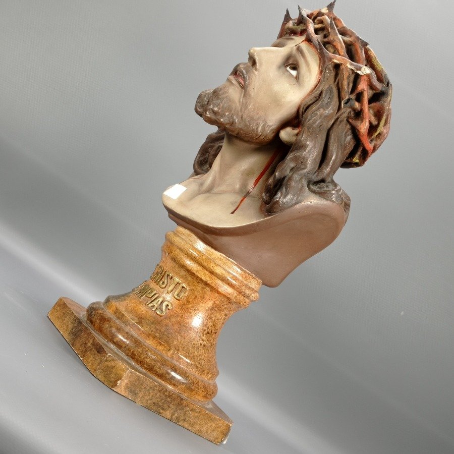 Figura de yeso representando el busto de Cristo - imagen 6
