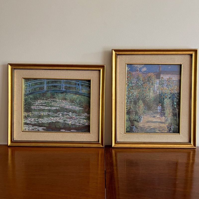Set de 2 Cuadros de Paisajes Campestres con Marco Dorado