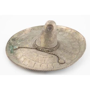 Sombrero Mexicano de Plata Labrada con Grabados Precolombinos - imagen 2