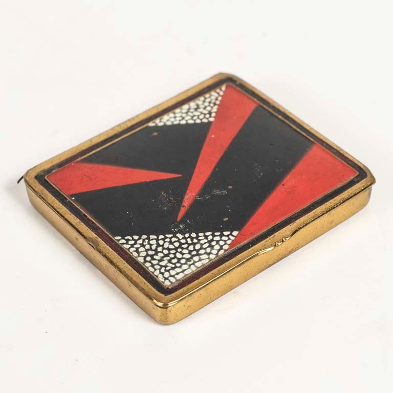Cigarrera Art Deco Metálica Pintada Dorada
