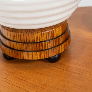 Par de Lámparas de Mesa con Opalinas Escalonadas y Base de Madera - imagen 2