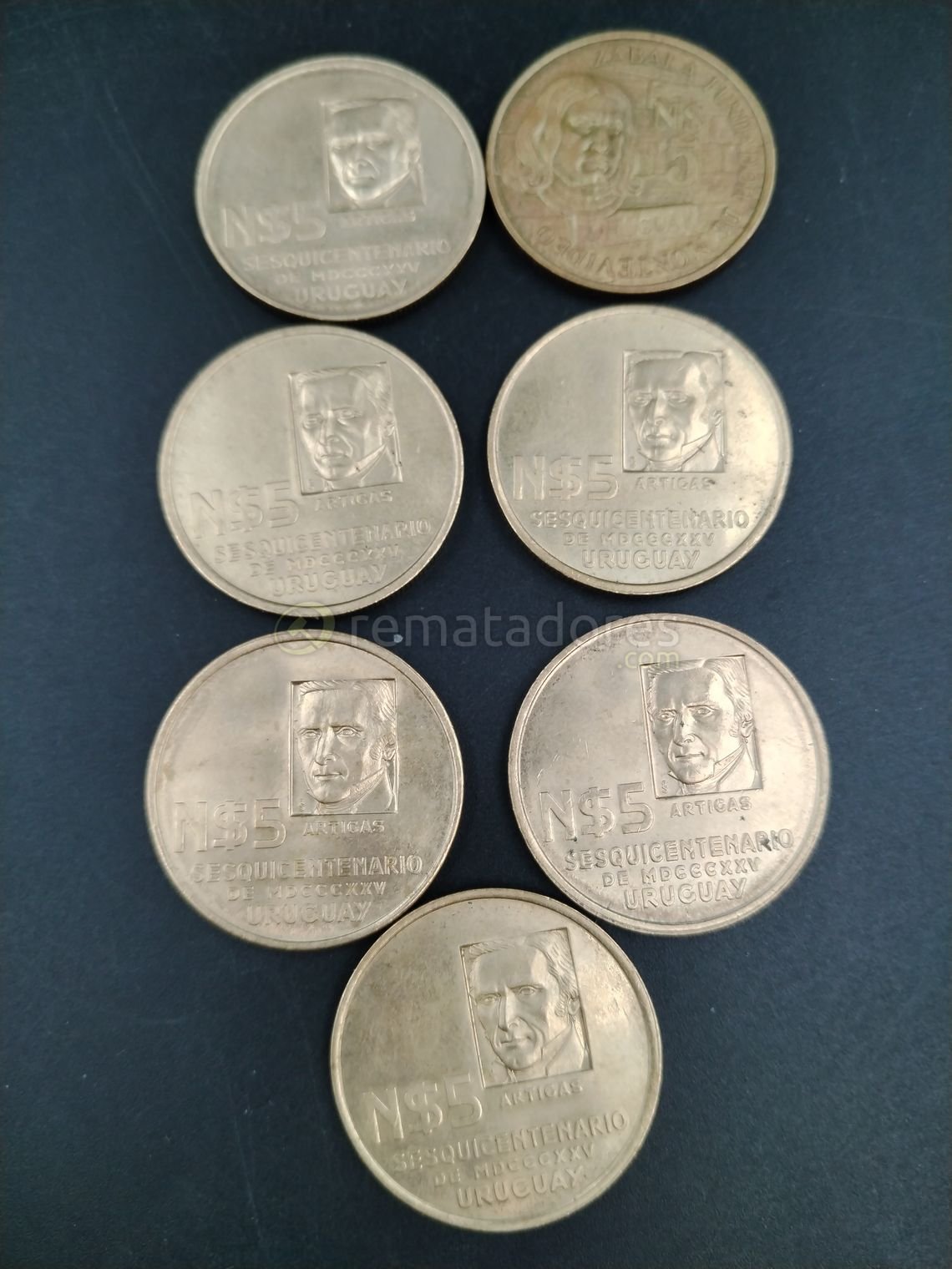 Lote de 6 Monedas Conmemorativas "Sesquicentenario de Artigas" Uruguay