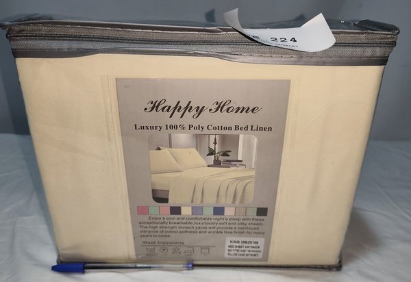 Juego de Sábanas King Size Happy Home 4 Piezas Beige 100% Algodón - imagen 1