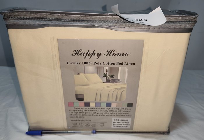 Juego de Sábanas King Size Happy Home 4 Piezas Beige 100% Algodón