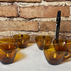 Juego de 6 Pocillos para Café de Vidrio Ámbar Antiguos - imagen 9