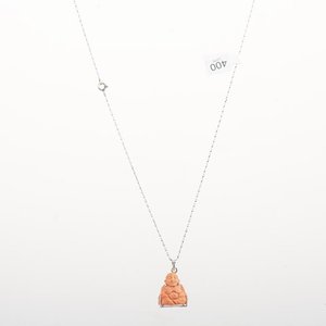 Colgante de Buda en Coral con Cadena de Platino - imagen 2