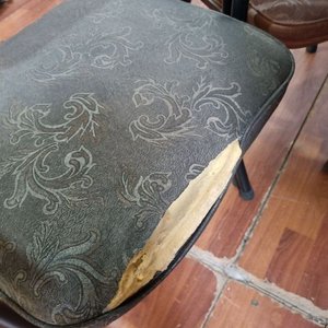 Juego de Comedor Retro: Mesa Redonda y 6 Sillas con Estructura de Hierro y Tapizado Jacquard - imagen 5