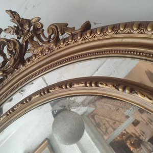 Espejo Oval Estilo Napoleón III Dorado con Adornos Florales y Rostro - imagen 5
