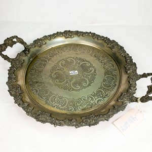 Bandeja Metálica Labrada con Borde Floral y Asas - 42 cm - imagen 3