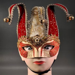 Antifaz Veneciano con Cascabeles y Detalles Dorados - imagen 4