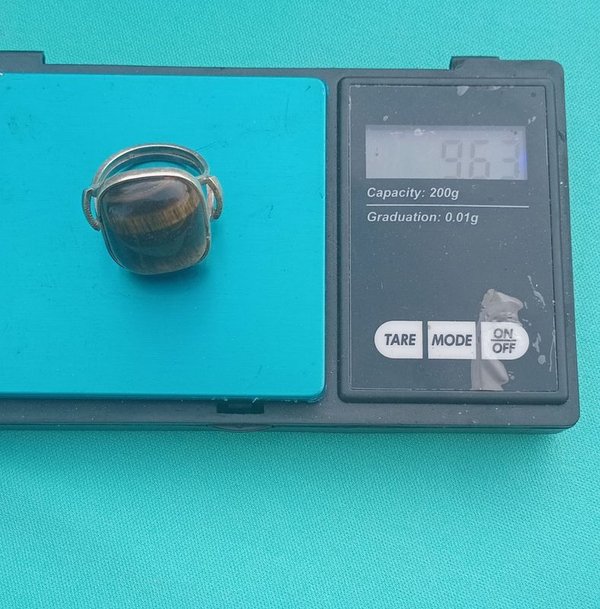 Anillo de diseño en plata con piedra marrón - imagen 9