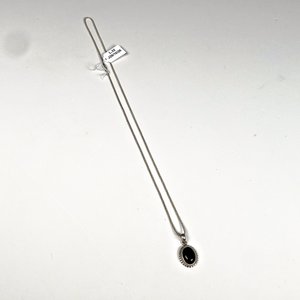 Cadena de Plata 925 con Colgante Ovalado de Piedra Negra - imagen 2