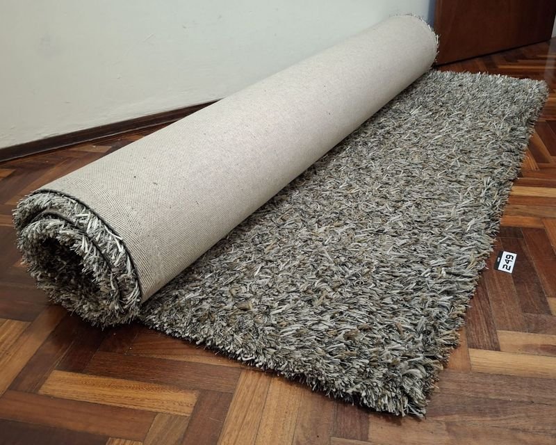 Alfombra Shaggy Grande Pelo Alto Jaspeada Gris 200x150 cm