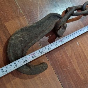 Juego Antiguo de Cadenas y Argollas de Hierro Forjado con Gancho - imagen 3