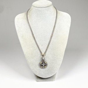 Cadena y Colgante de Plata y Oro con Flor de Lis - imagen 1
