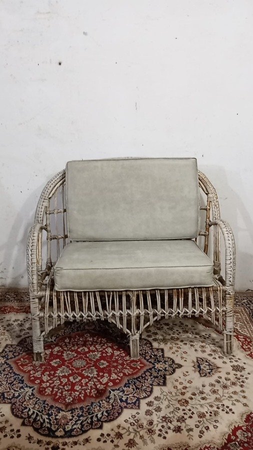 Sillón de mimbre ideal para jardín con almohadones - imagen 2