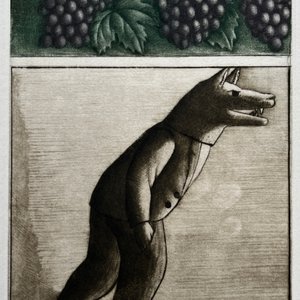 Lote anterior: Grabado "La zorra y las uvas" de Luis Alberto Solari - Edición 155/200