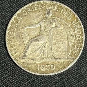 Moneda de 20 Centésimos de Plata Uruguay 1930 - imagen 2