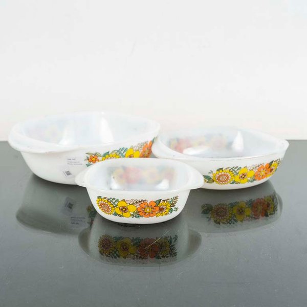 Set de 3 Bowls de Opalina Schott & Gen Mainz con Diseño Floral - imagen 1