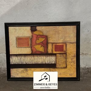 Lote siguiente: Cuadro abstracto moderno con marco negro
