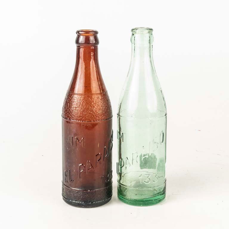 2 Botellas de Vidrio Refrescos El Paraíso Vintage
