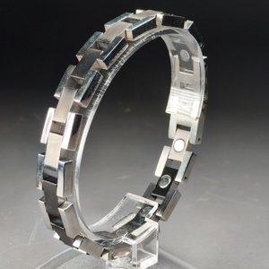 Pulsera Masculina Eslabones Combinados Acero Inoxidable 22cm - imagen 6