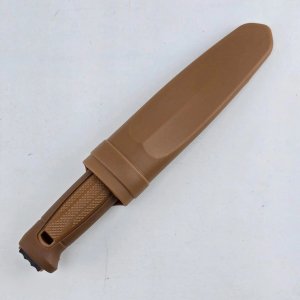 Cuchillo Táctico de Acero Negro con Vaina Marrón - imagen 6