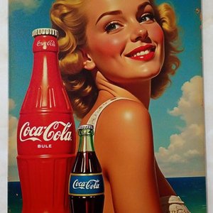 Lote siguiente: Chapa Publicitaria Coca-Cola "Jovencita en la Playa"