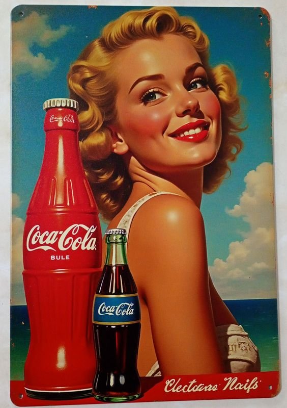 Chapa Publicitaria Coca-Cola "Jovencita en la Playa"