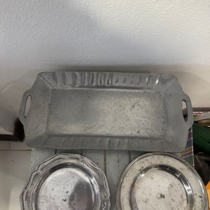 Lote de 5 Bandejas de Peltre Antiguas - imagen 2