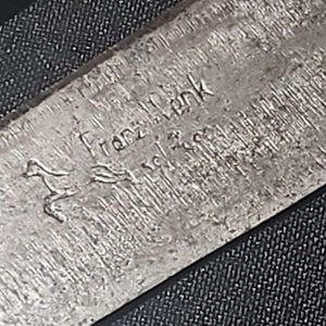 Cuchillo Franz Wenk Solingen Antiguo con Cabo Cuadrado en Plata y Oro - imagen 6