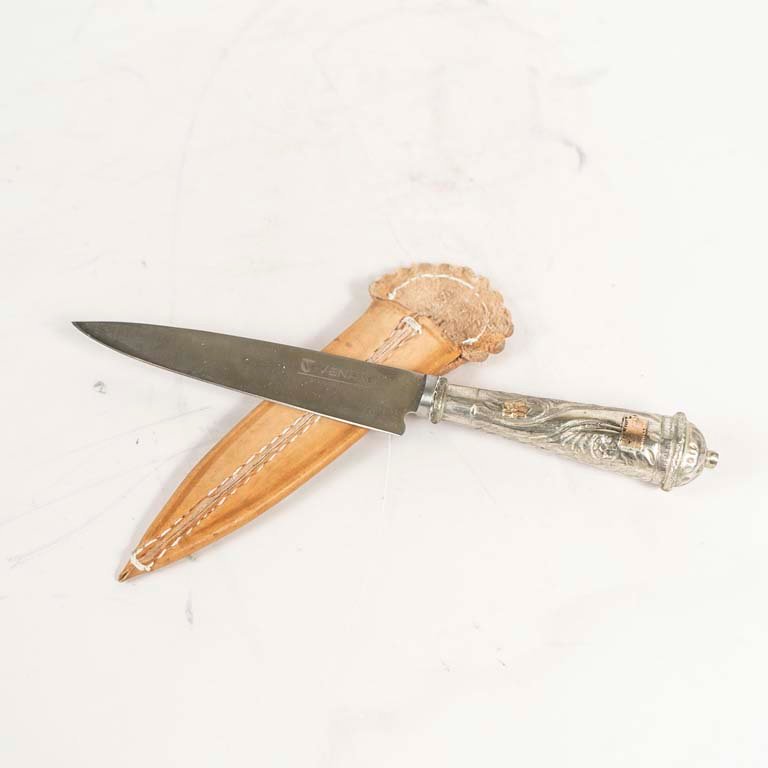 Cuchillo Criollo con Mango de Platería y Hoja "Venado" - 25cm