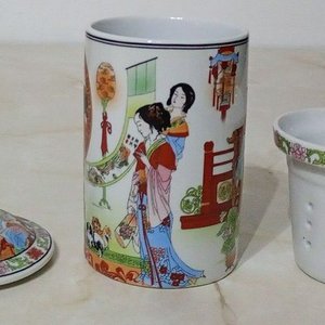 Taza de Porcelana China con Tapa y Filtro para Té - imagen 5