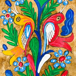 Dos Cuadros Decorativos con Aves Multicolor sobre Corcho - imagen 3