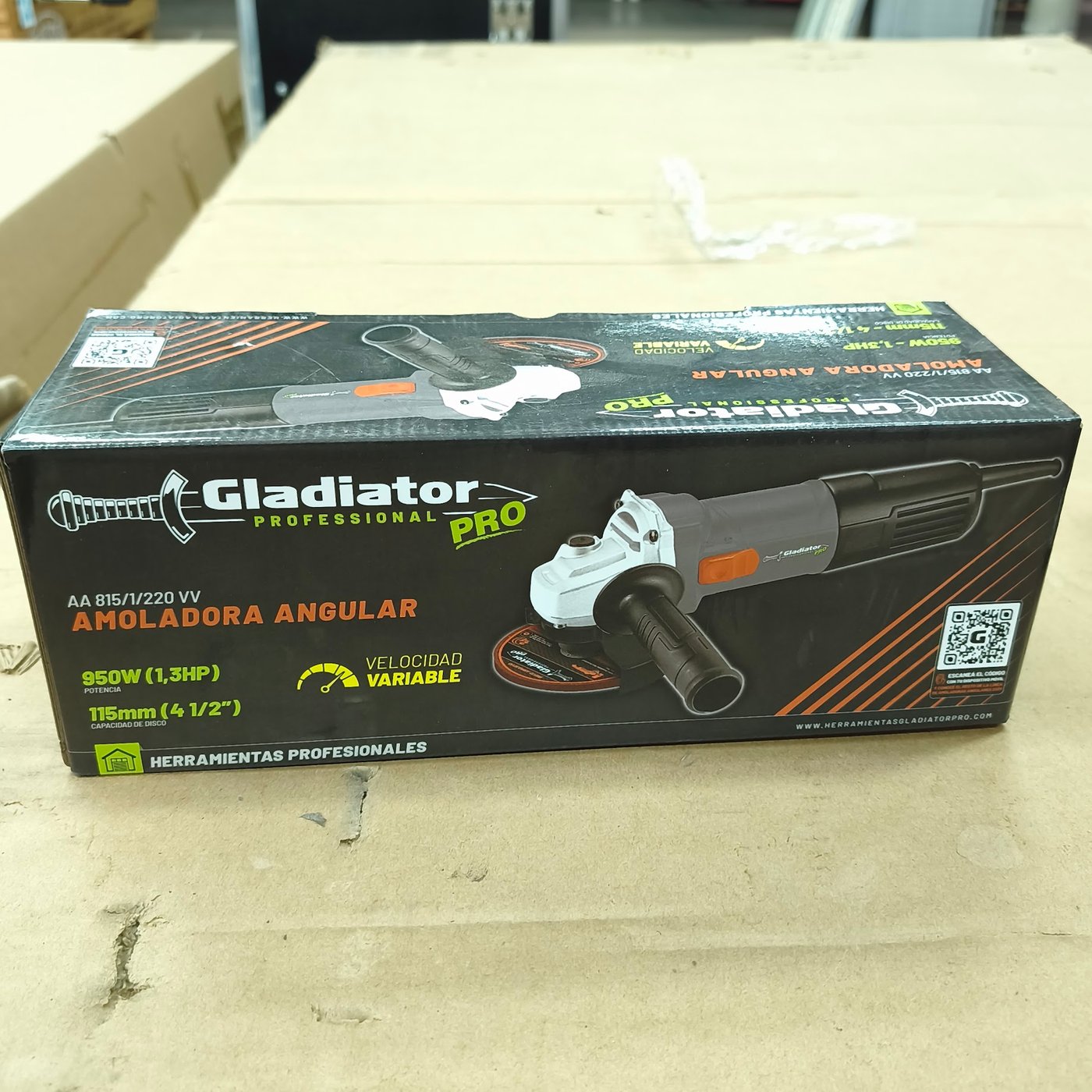 Amoladora Angular Gladiator Pro 950W 4 1/2" con Velocidad Variable