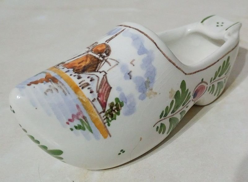 Cenicero Vintage Zueco Holandés De Delftse Pauw Cerámica Pintado a Mano