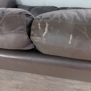 Sillón de 3 cuerpos de cuero marrón oscuro - imagen 9