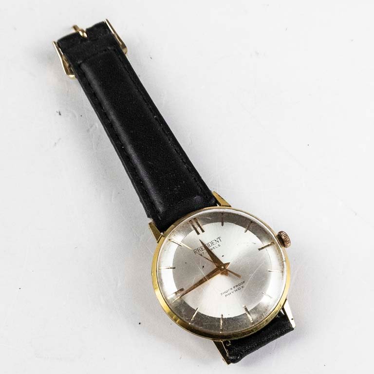 Reloj President con malla de cuero y tapa rayada - imagen 2