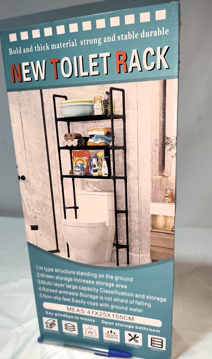 Armario Organizador Negro para Baño sobre Inodoro con Estantes